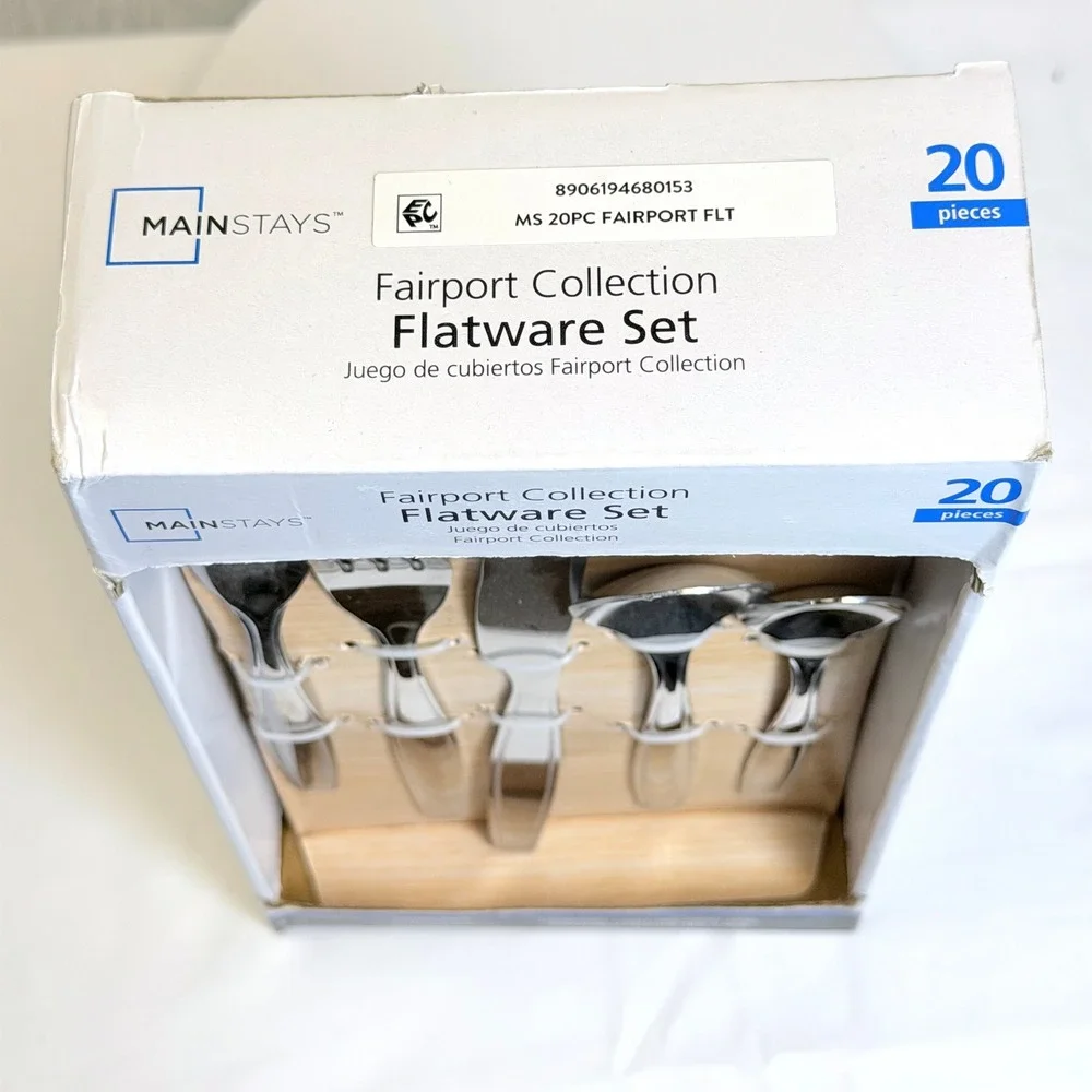 Mainstays Fairport Collection Flatware Set 20 Piece Stainless Steel Service for4